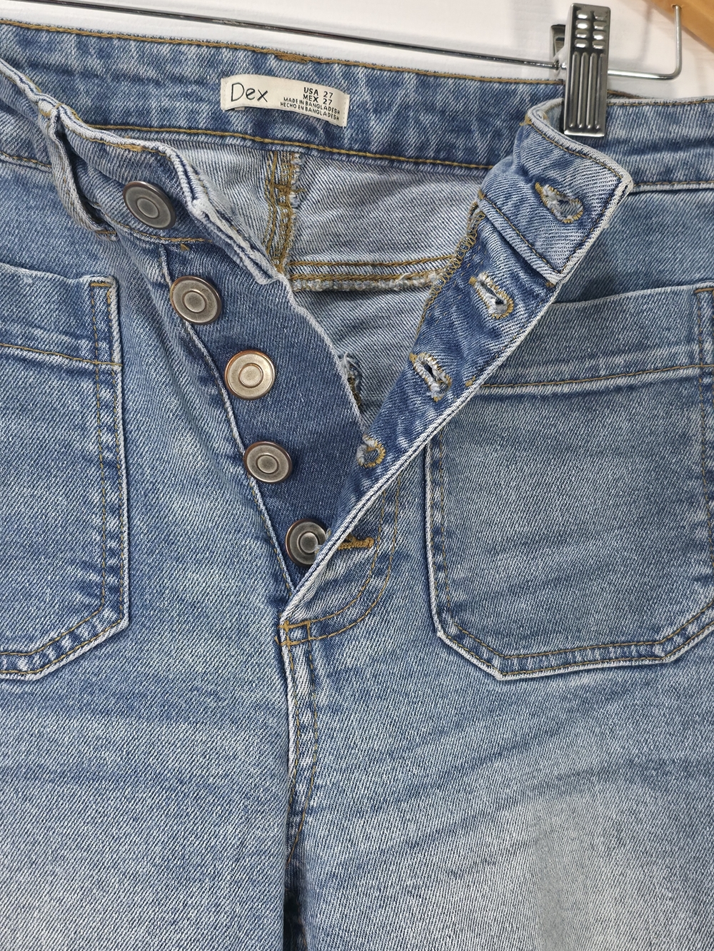 DEX High Rise Wide Leg Patch Pocket Button Fly Crop Jeans Blue Size 27 - Picture 8 of 8